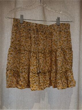 Cellabie Tiered Floral Ruffle Skirt - Yellow